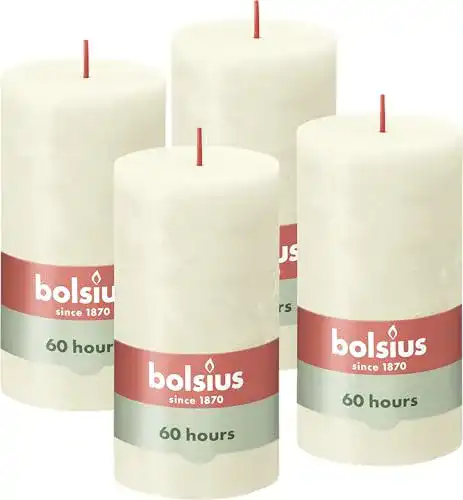 Bolsius-Kerzen bolsius Rustikale Stumpenkerze, Elfenbein, 4 Stück