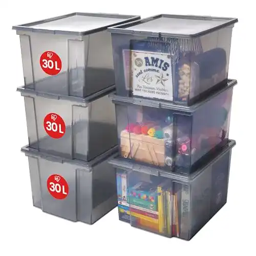 Stapelboxen IRIS OHYAMA, Set mit 6 Aufbewahrungsboxen, 30 L
