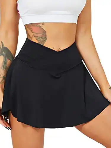 Hosenrock HAWILAND Tennisrock Damen Crossover Waist V-Bund