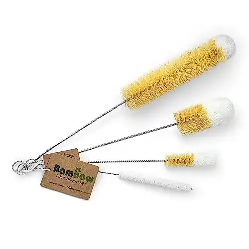 Flaschenbürste Bambaw Set, weiche Baumwollspitze