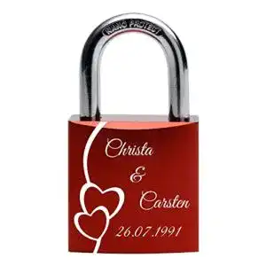 Liebesschloss Gravurenalarm , strahlend-rotes Schloss