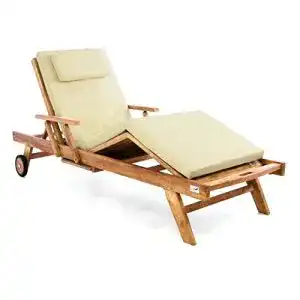 Strandliege mit Rollen Divero Sonnenliege Teak-Holz behandelt
