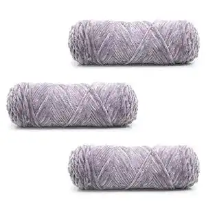 Chenille-Wolle MAXEE 3×100g Samtig Babywolle, Grauviolett