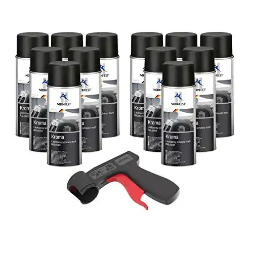 Autolack-Spray AUPROTEC Schwarz Matt benzinfest 12x 400ml