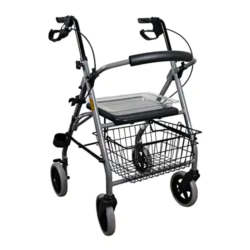 Alu-Rollator Drive Medical Rollator Gigo aus Aluminium, mit Korb