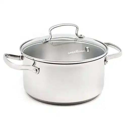 Kochtopf GREENCHEF Edelstahl Induktionstopf, 18 cm, 2L, Silber