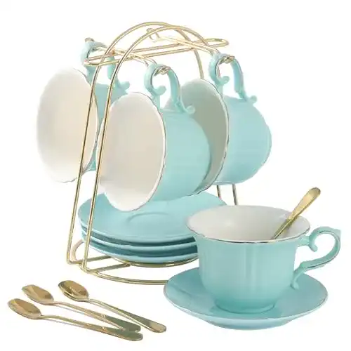 Teetassen DUJUST und Untertassen Set von 4 (235 ml)