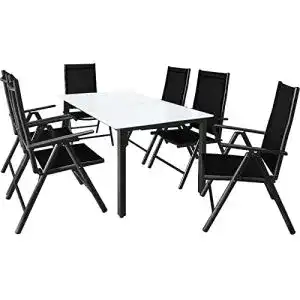 Gartenmöbel-Set Casaria Sitzgruppe Bern 6+1 Aluminium