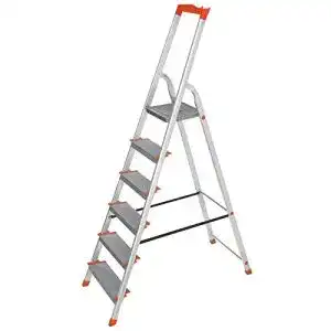 Haushaltsleiter 6 Stufen SONGMICS, Aluleiter, 12 cm breite Stufen