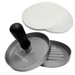 Burgerpresse Gladworts Antihaft + 100 Backpapier