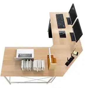 Eckschreibtisch sogesfurniture Computertisch in L-Form, Ahorn