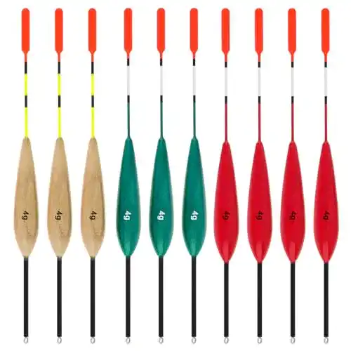 Angelposen OriGlam 10 Stück und Bobbers, Holz Slip Bobber