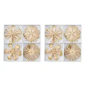 Strohsterne Geschenkestadl 24 Stück 10 cm Gold Glitzer