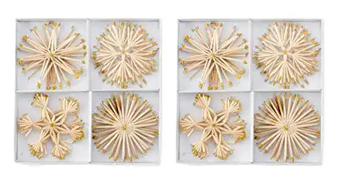 Strohsterne Geschenkestadl 24 Stück 10 cm Gold Glitzer