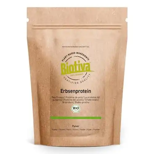Erbsenprotein Biotiva -Pulver Bio 1kg – 83% Proteingehalt – 100%
