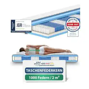 Matratze (H4) AM Qualitätsmatratzen 1000 Federn 7-Zonen