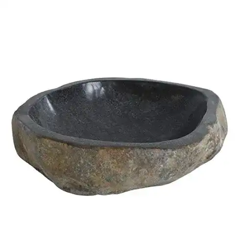 Naturstein-Waschbecken ESTEXO Flussstein Oval 40-45 x 15 cm