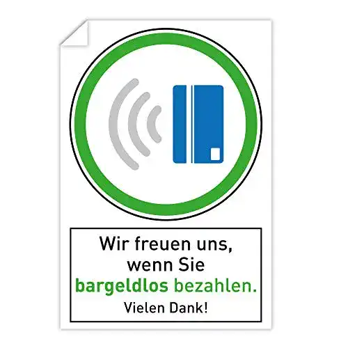 Bargeldlos-bezahlen-Schild STEMPEL-FABRIK 3 Stück Aufkleber