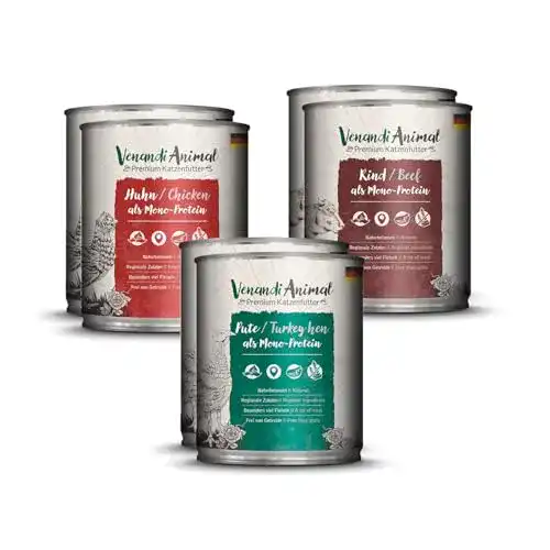 Venandi-Katzenfutter Venandi Animal, Probierpaket I, 6 x 800 g