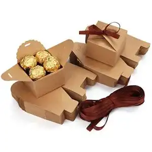 Faltschachtel BELLE VOUS Karton Geschenkboxen Braun mit Band