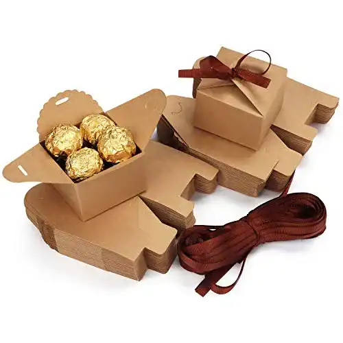 Faltschachtel BELLE VOUS Karton Geschenkboxen Braun mit Band