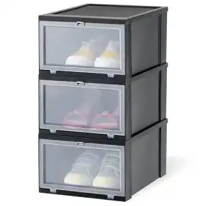 Schuhbox Iris Ohyama, 3er-Set, 14 L, bis 47-48, stapelbar
