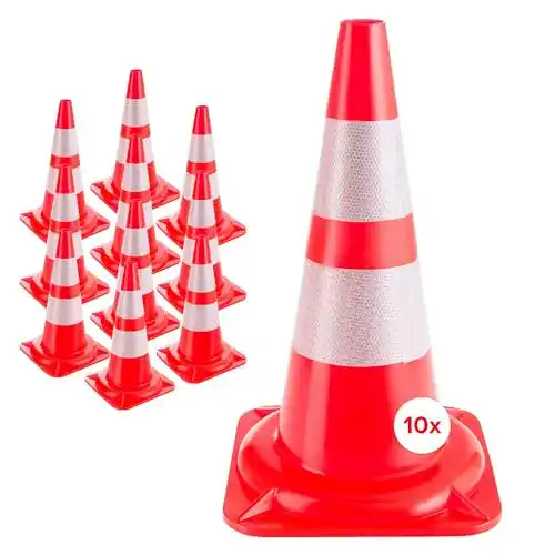 Verkehrsleitkegel Arebos 10x /Reflektierende Warnleitkegel