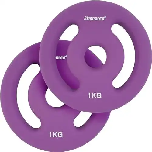 Hantelscheiben ScSPORTS Neopren mit Griffen, 2 kg Set: 2 x 1 kg