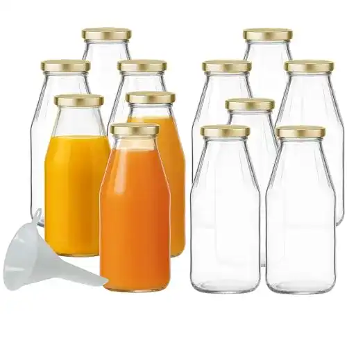 Milchflasche mikken 12 x Glasflasche 500 ml, Flasche inkl. Trichter