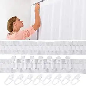 Gardinenband hejo 30m*2.5cm Kräuselband mit 50 Vorhanghaken