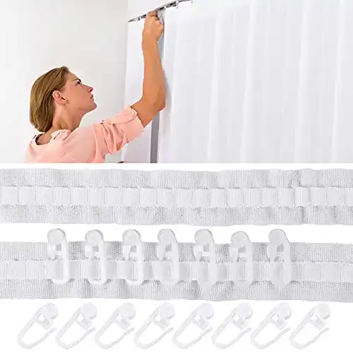 Gardinenband hejo 30m*2.5cm Kräuselband mit 50 Vorhanghaken