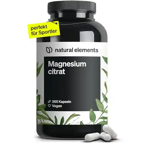 Magnesiumcitrat-Kapseln natural elements, 365 Kapseln