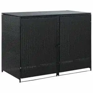 Mülltonnenbox vidaXL 2er Poly Rattan Gerätebox Müllbox