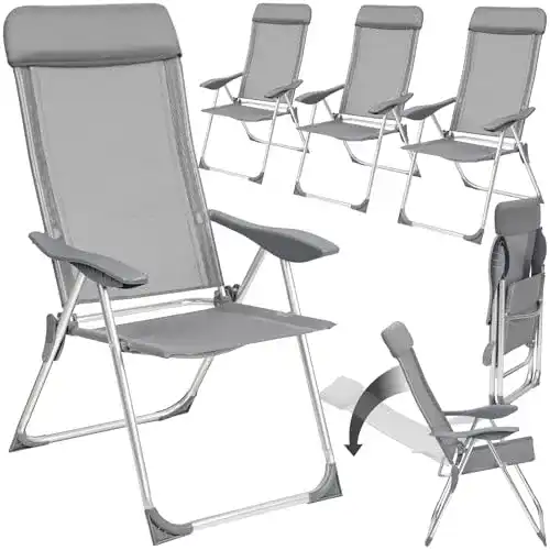 Alu-Gartenstühle TecTake 4er Set Aluminium Klappstuhl verstellbar