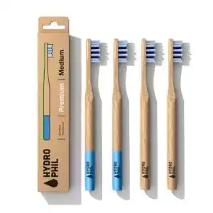 Bambus-Zahnbürste HYDROPHIL, Grün, 4er Pack, mittelweich