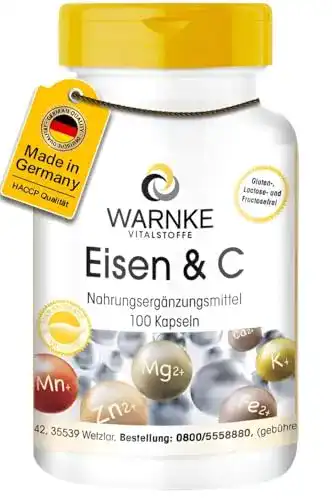 Die beste Eisentabletten WARNKE VITALSTOFFE Eisen mit Vitamin C, 100 Kaps. 2026 Test Bestseller Eisentabletten WARNKE VITALSTOFFE Eisen mit Vitamin C, 100 Kaps.