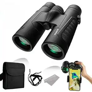 Fernglas 12×42 VoPErk, Großes Sichtfeld HD, Smartphone-Adapter