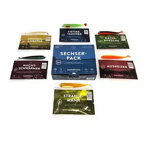 Gummifisch Zanderfang 24 e zum Zanderangeln mit 24er Set | Sechserpack | 6 Farben | 12,5 cm