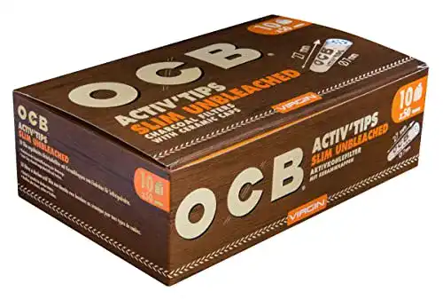 Aktivkohlefilter OCB 18657 ActivTips Slim Unbleached, 7 mm