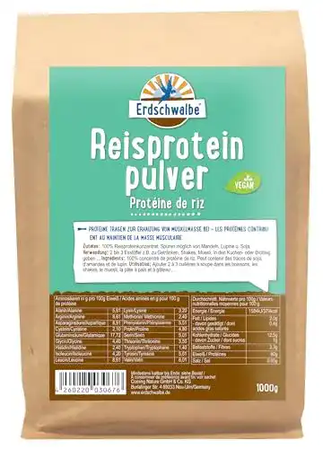 Reisprotein Erdschwalbe, Veganes Eiweißpulver, 1 Kg