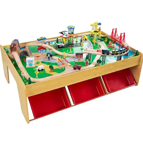 Holzeisenbahn KidKraft 17850 Eisenbahnset und Spieltisch Waterfall