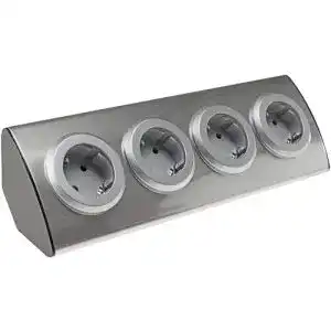 Ecksteckdose ChiliTec 4-fach Edelstahl mit 4x Schutzkontakt- 230V
