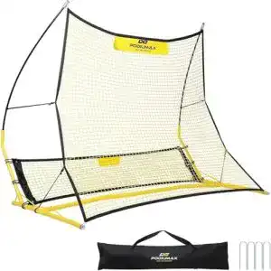 Rebounder PodiuMax Tragbar Multi Fußball -Netz Upgraded | 2 in 1 Kickback Rückprallwand Design | Solo Fußball Kick Trainer