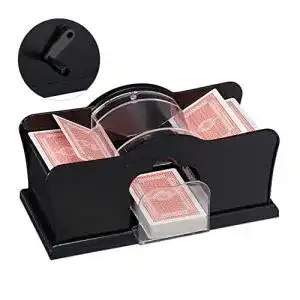Kartenmischmaschine mit Kurbel Relaxdays, 2 Decks, mit Kurbel