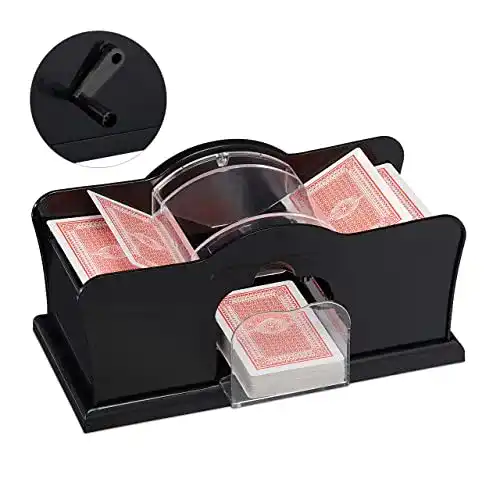 Kartenmischmaschine mit Kurbel Relaxdays, 2 Decks, mit Kurbel