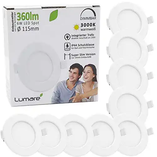 LED-Spot dimmbar Lumare LED Einbaustrahler, 9er Set
