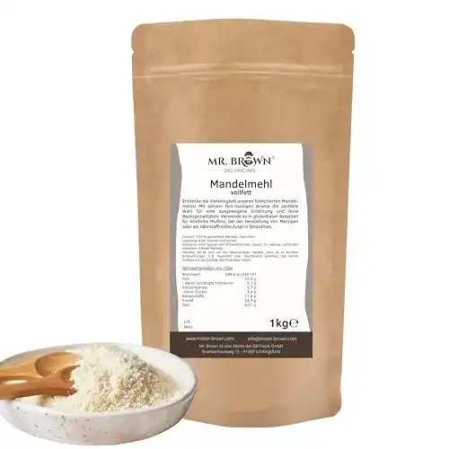 Mandelmehl MR. BROWN vollfett, glutenfrei, vegan, 1 kg
