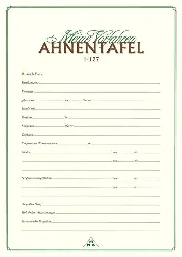 Ahnentafel RNK – Verlag RNK 2801 – „Meine Vorfahren“