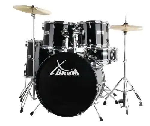 Schlagzeug XDrum Classic Komplettset Schwarz inkl. Schule + DVD