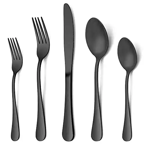 Schwarzes Besteck LIANYU 30-teiliges matt-Set, satiniertes Finish